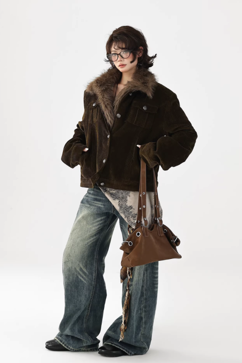 Fur Collar Corduroy Jacket