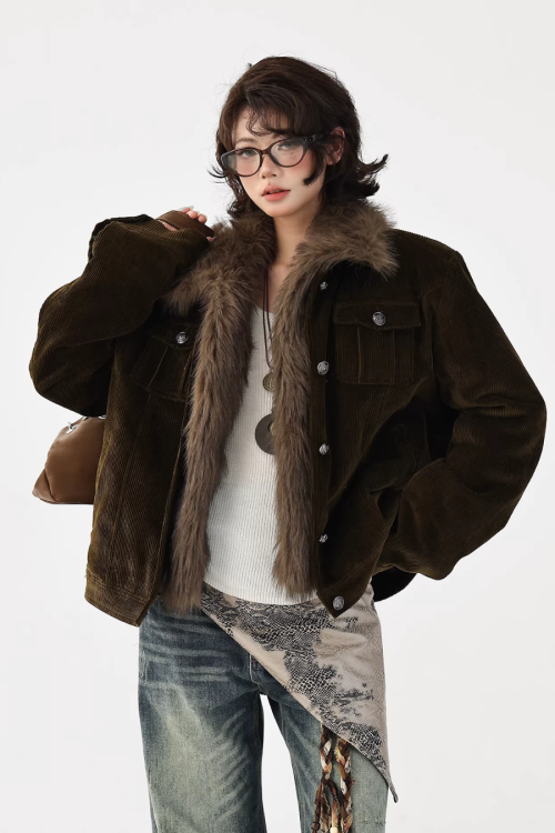 Fur Collar Corduroy Jacket