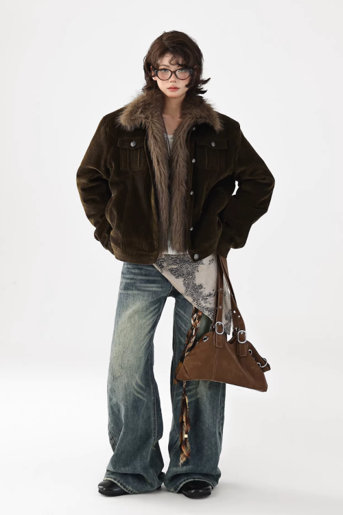 Fur Collar Corduroy Jacket