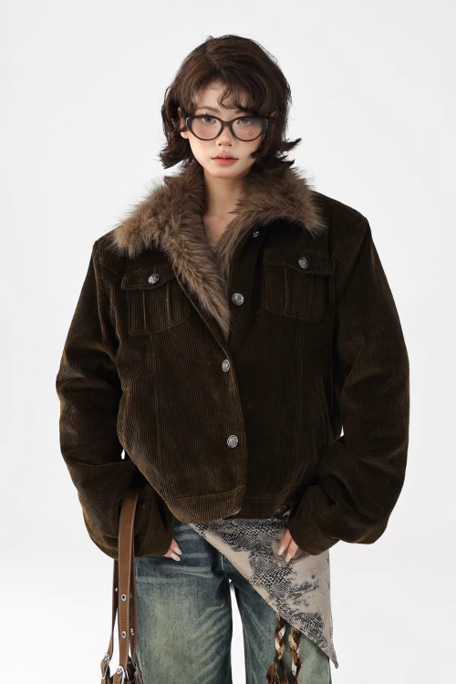 Fur Collar Corduroy Jacket