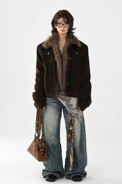 Fur Collar Corduroy Jacket