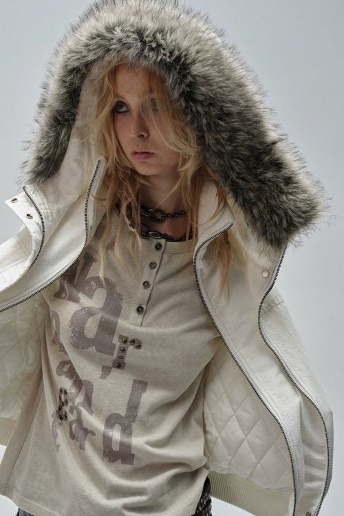 Fur Collar Double Placket Jacket