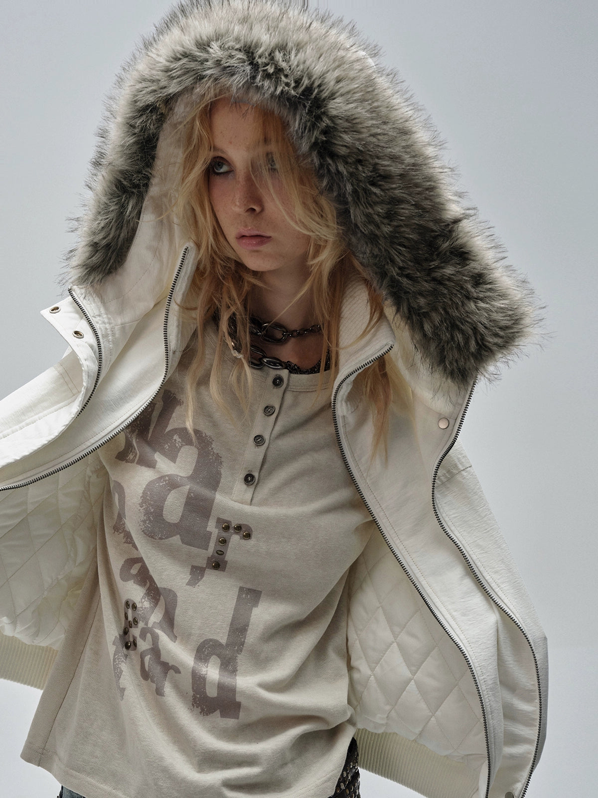 Fur Collar Double Placket Jacket Fur Collar Double Placket Jacket