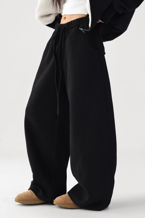 Fur Collar Fleece Hoodie / Casual Pants