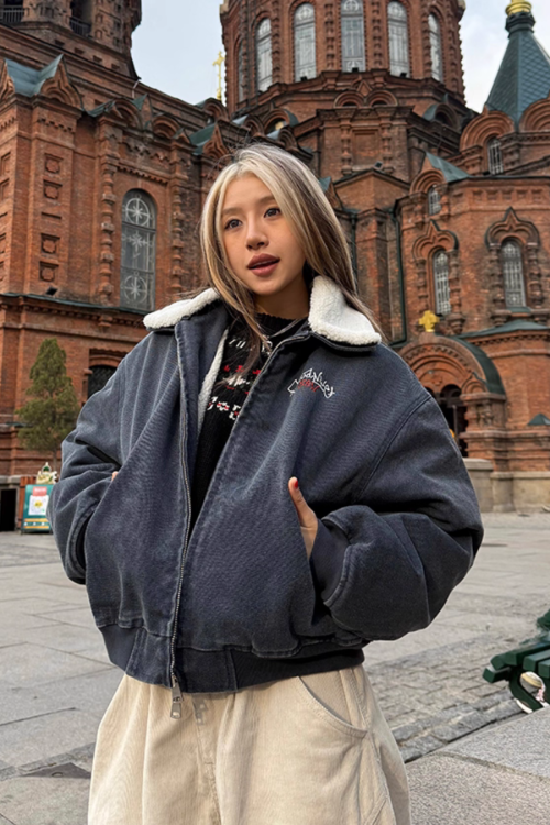 Fur Collar Fleece Work Jacket