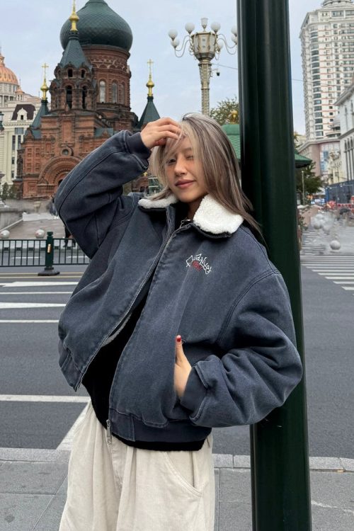 Fur Collar Fleece Work Jacket