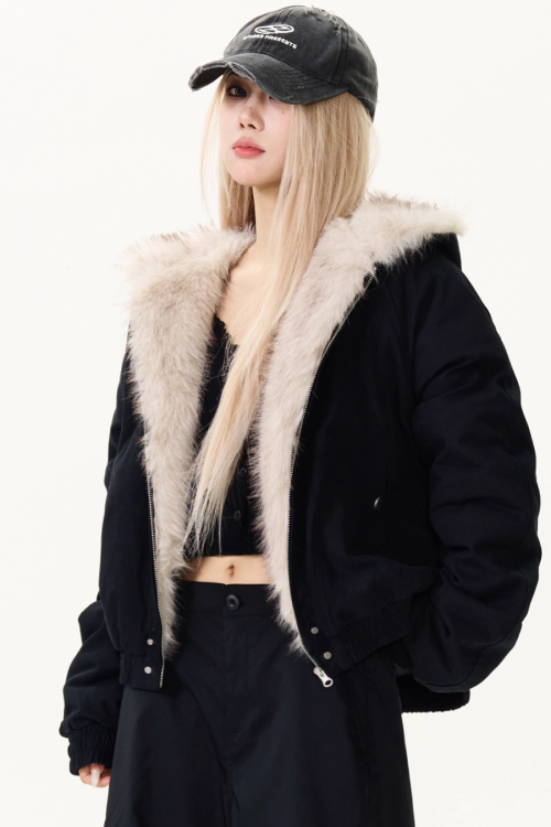 Fur Collar Hood Cotton Jacket