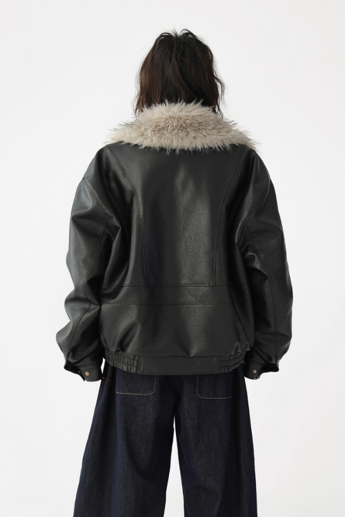 Fur Collar Leather Jacket