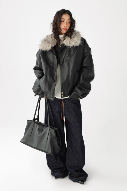 Fur Collar Leather Jacket