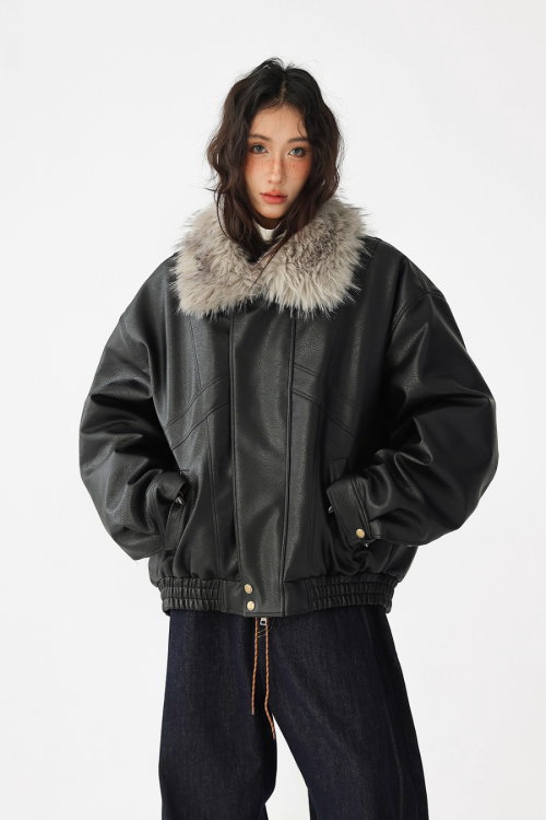Fur Collar Leather Jacket
