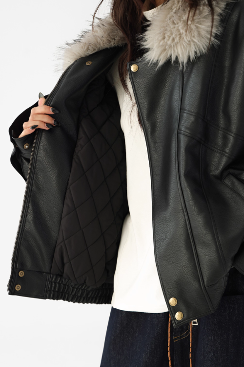Fur Collar Leather Jacket