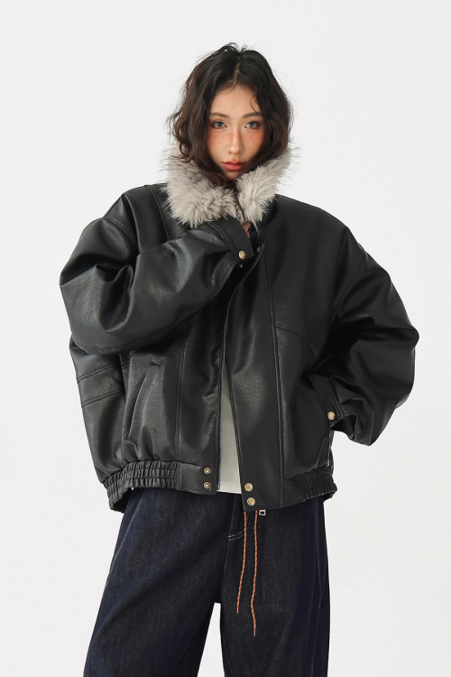 Fur Collar Leather Jacket
