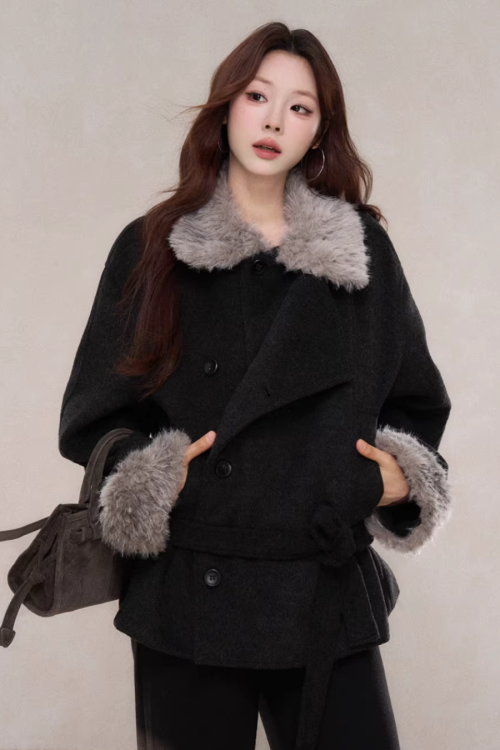 Fur Collar Mid-Length Coat