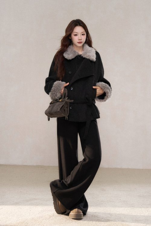 Fur Collar Mid-Length Coat