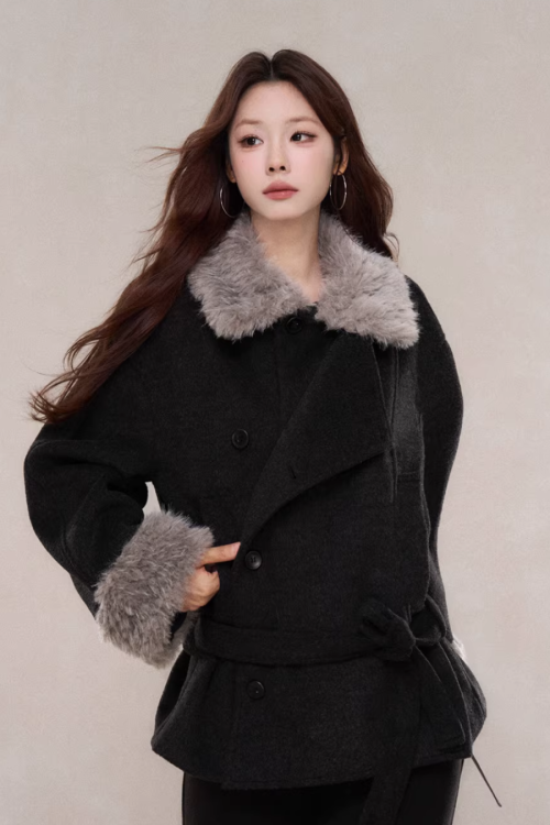 Fur Collar Mid-Length Coat