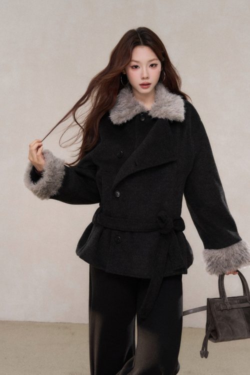 Fur Collar Mid-Length Coat