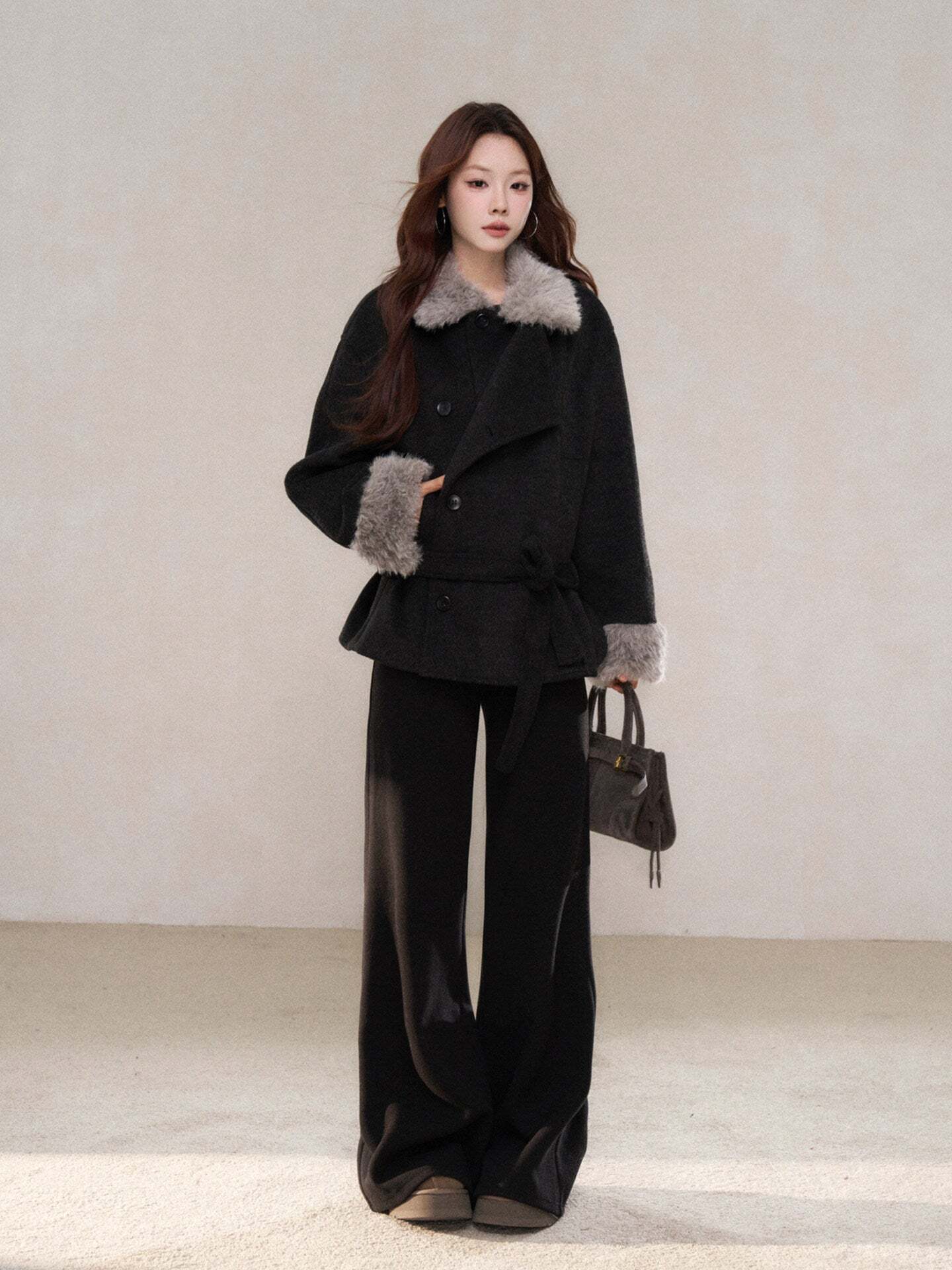 Fur Collar Mid-Length Coat Fur Collar Mid-Length Coat