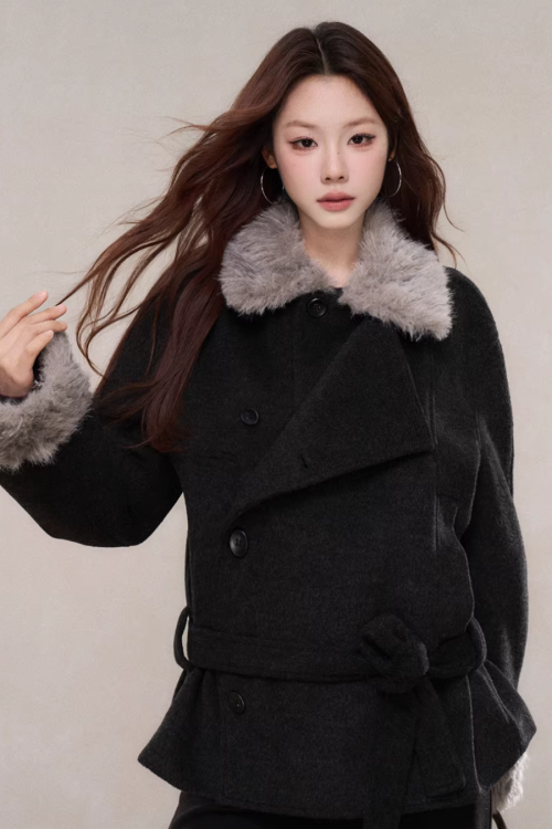 Fur Collar Mid-Length Coat