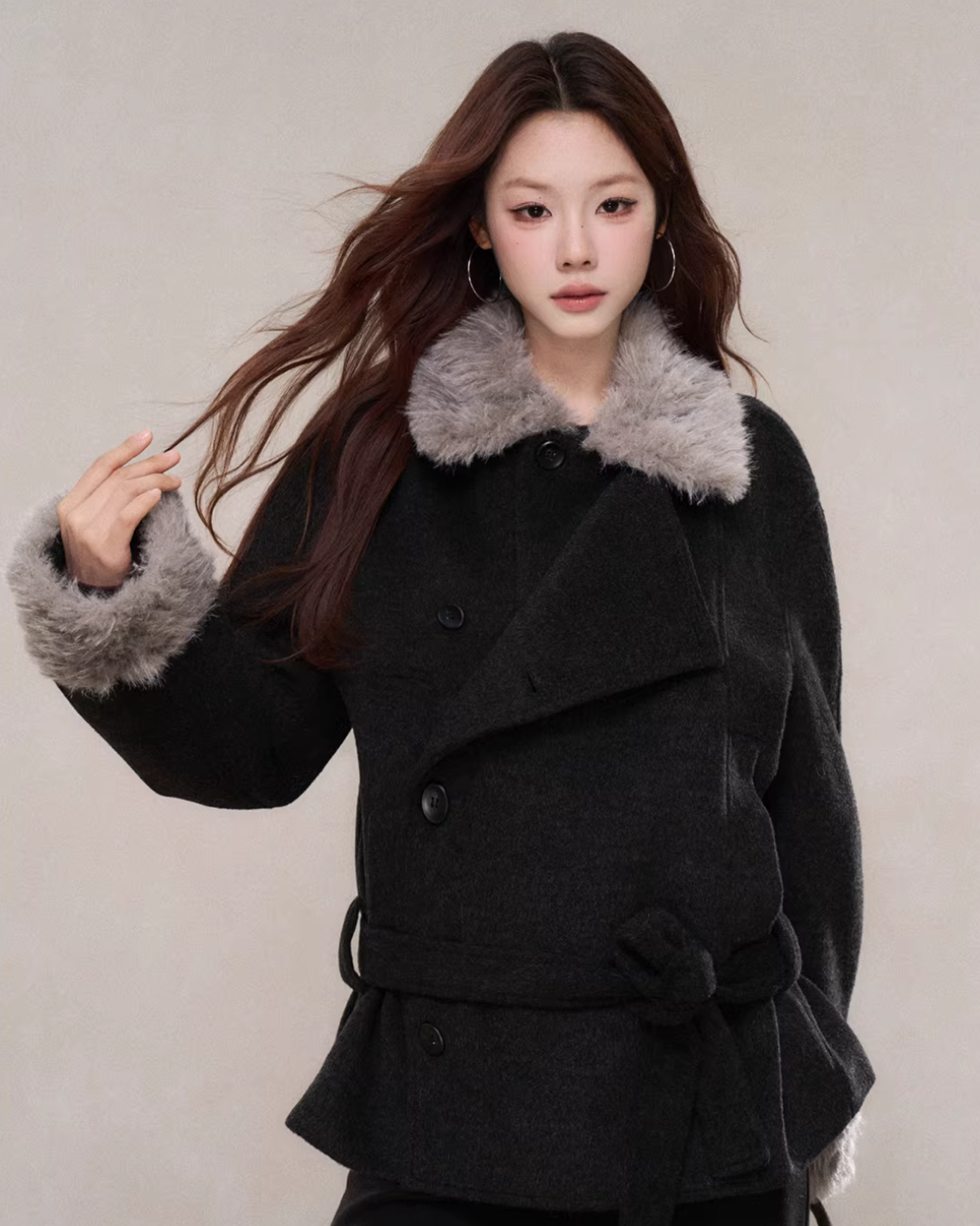 Fur Collar Mid-Length Coat Fur Collar Mid-Length Coat