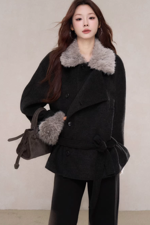 Fur Collar Mid-Length Coat