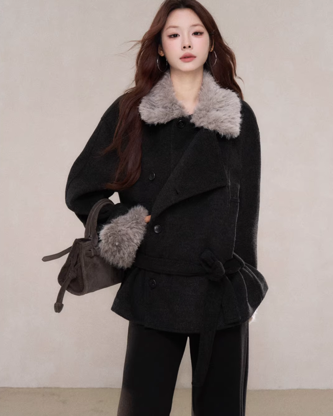 Fur Collar Mid-Length Coat Fur Collar Mid-Length Coat