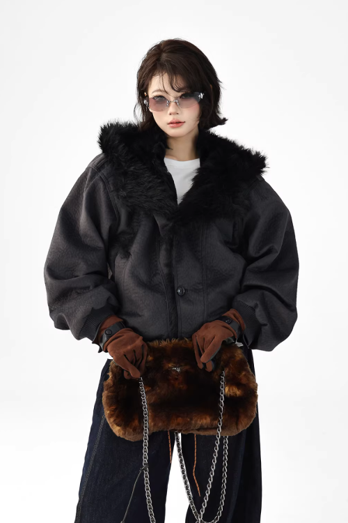 Fur Collar Patchwork Jacket