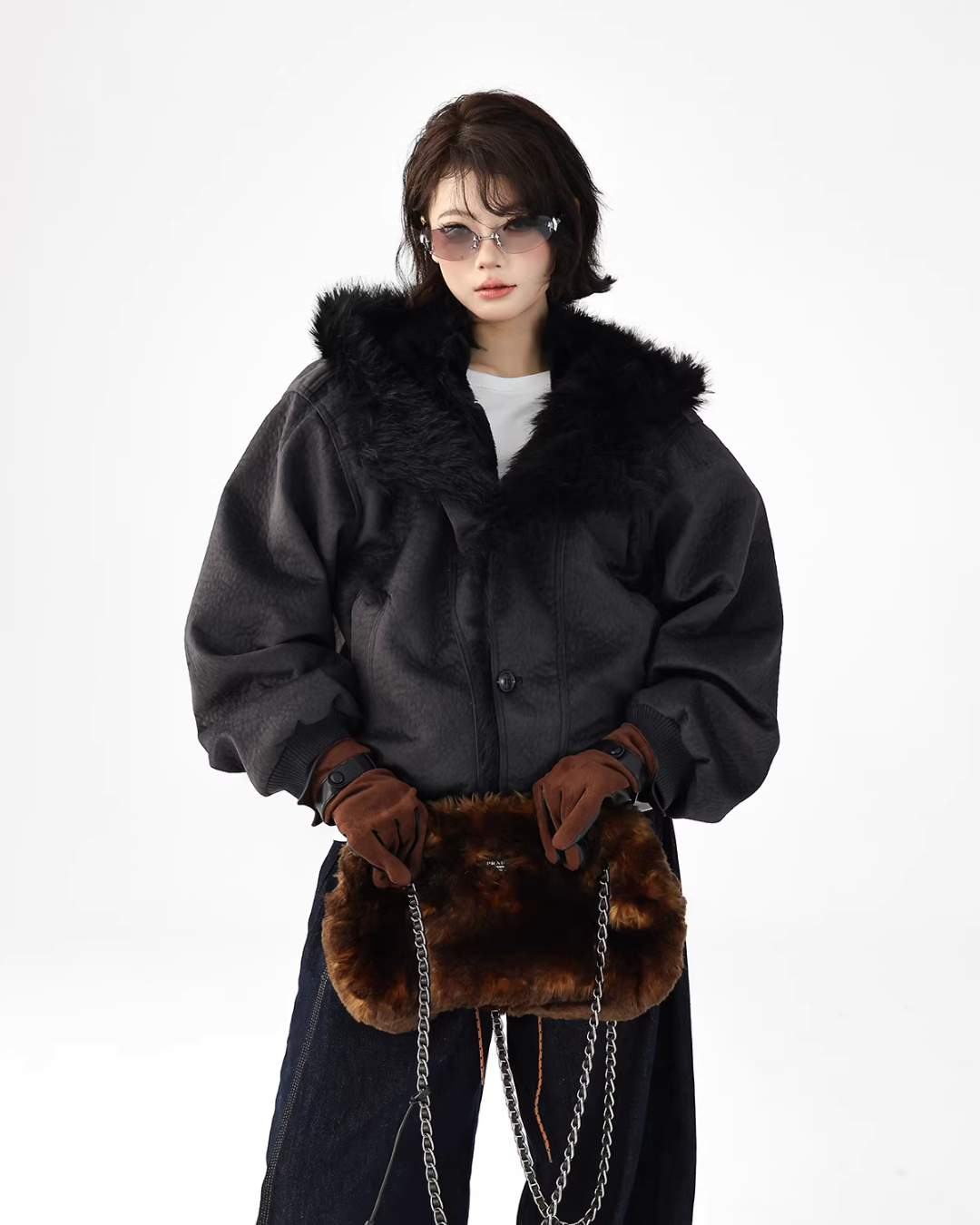 Fur Collar Patchwork Jacket Fur Collar Patchwork Jacket
