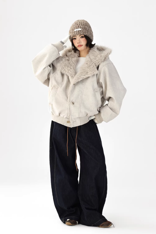 Fur Collar Patchwork Jacket