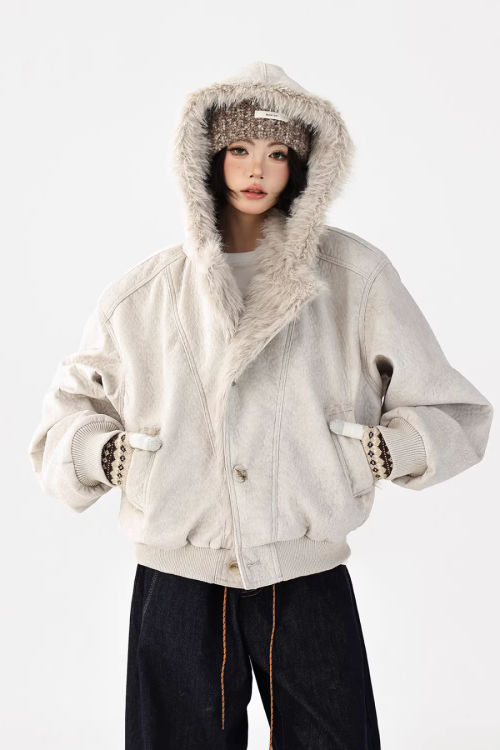 Fur Collar Patchwork Jacket