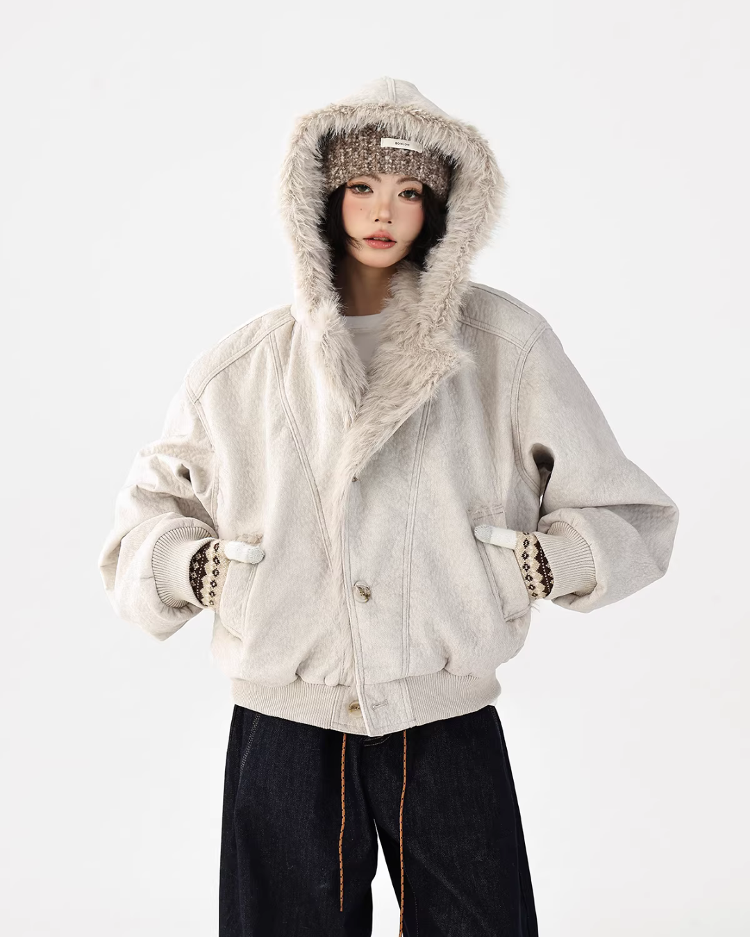 Fur Collar Patchwork Jacket Fur Collar Patchwork Jacket