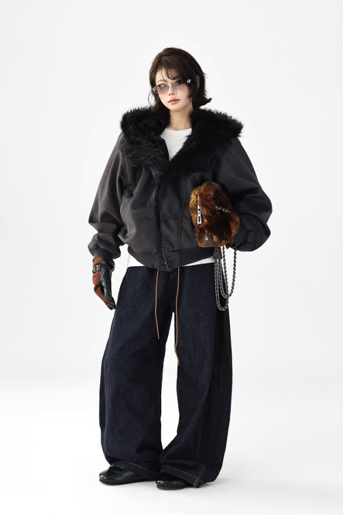 Fur Collar Patchwork Jacket