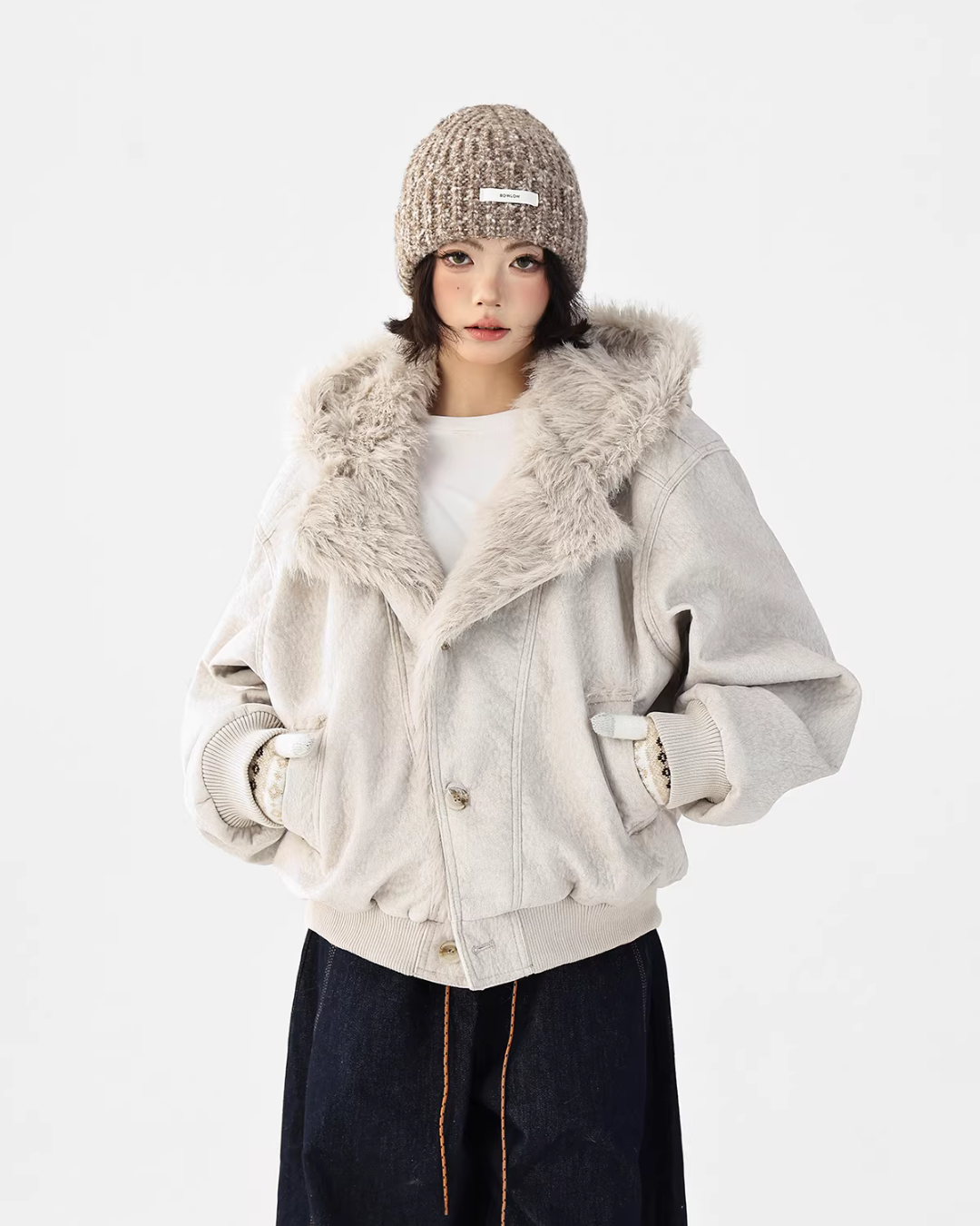 Fur Collar Patchwork Jacket Fur Collar Patchwork Jacket