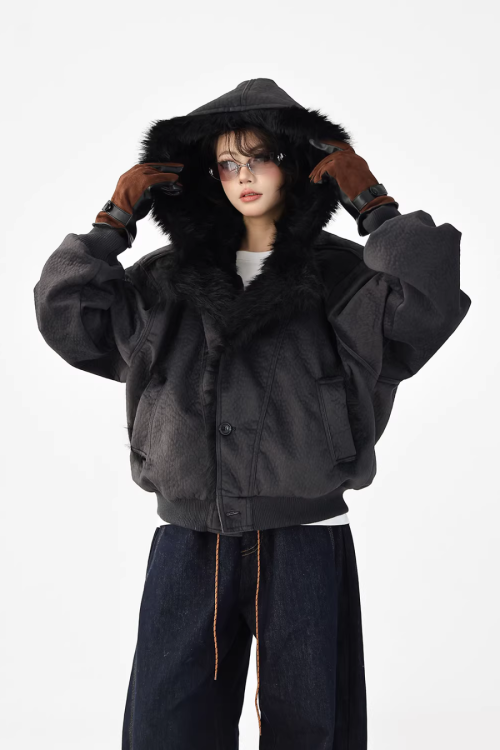 Fur Collar Patchwork Jacket