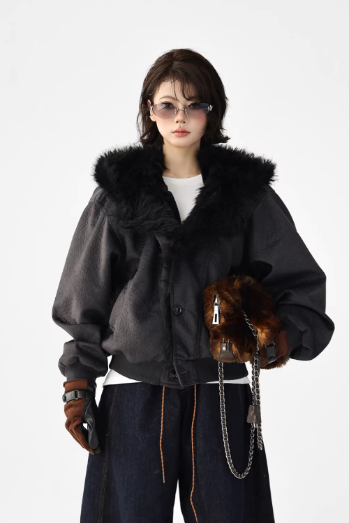 Fur Collar Patchwork Jacket