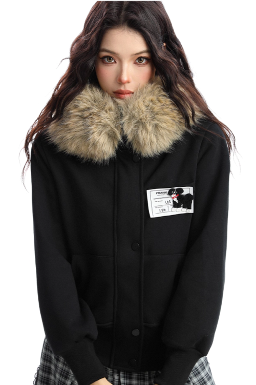 Fur Collar Puppy Short Jacket