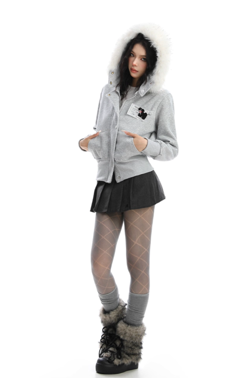 Fur Collar Puppy Short Jacket