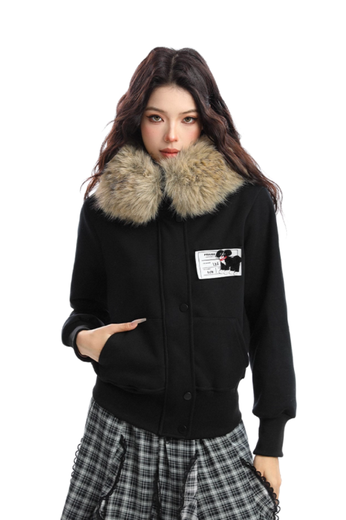 Fur Collar Puppy Short Jacket