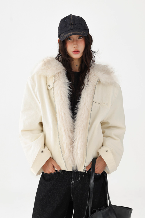 Fur Collar Quilted Jacket