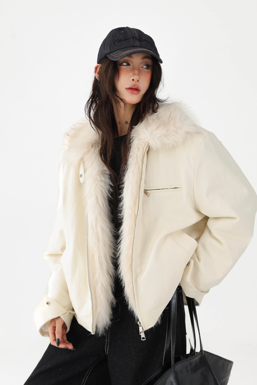 Fur Collar Quilted Jacket
