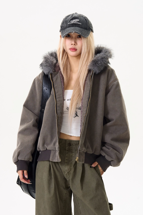 Fur Collar Short Cotton Coat