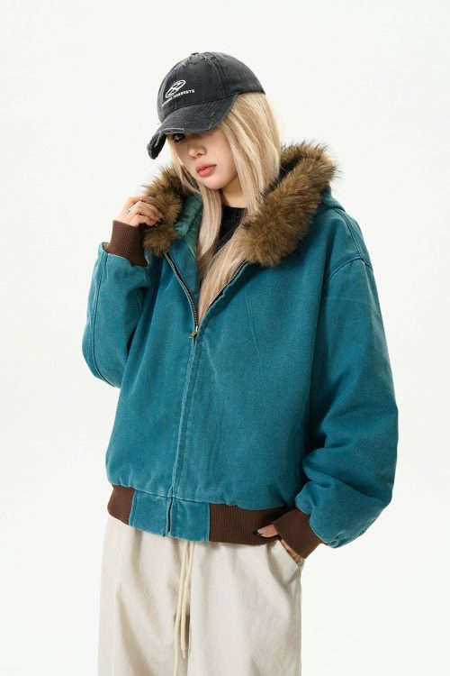 Fur Collar Short Cotton Coat