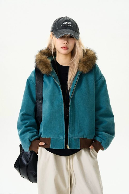 Fur Collar Short Cotton Coat