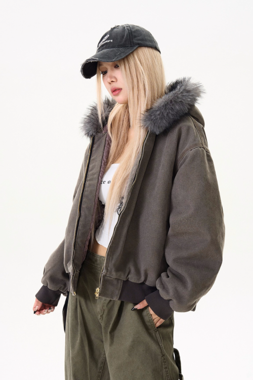 Fur Collar Short Cotton Coat
