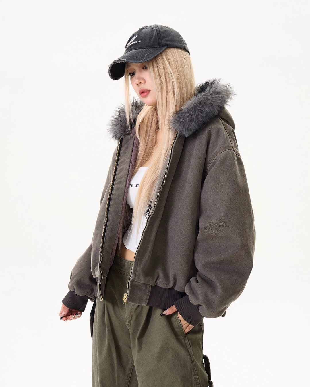 Fur Collar Short Cotton Coat Fur Collar Short Cotton Coat