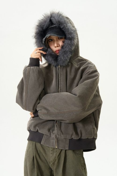 Fur Collar Short Cotton Coat