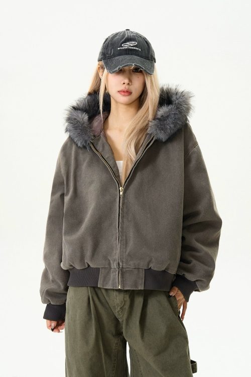 Fur Collar Short Cotton Coat