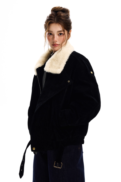 Fur Collar Suede Jacket