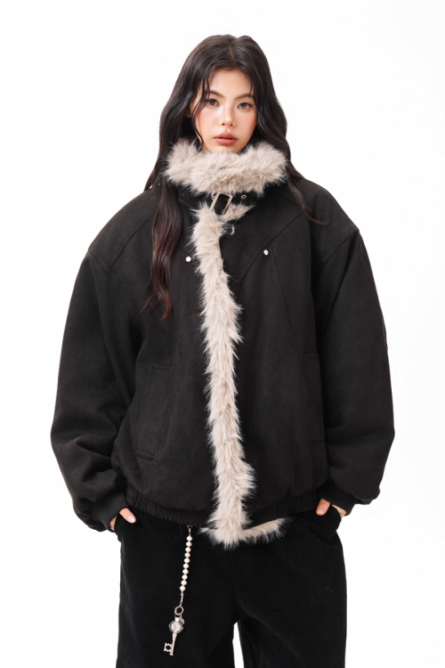 Fur Collar Suede Jacket