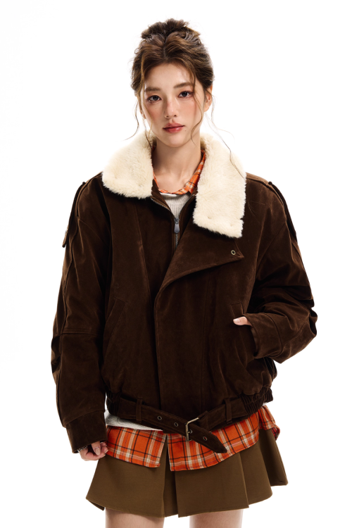 Fur Collar Suede Jacket