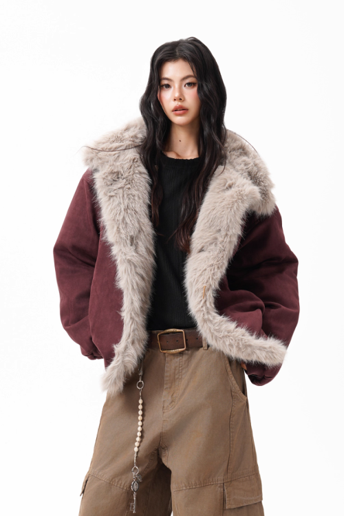 Fur Collar Suede Jacket